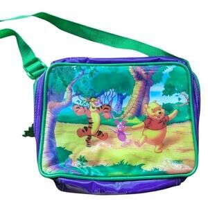 Vtg Winnie The Pooh LunchBox Bag Thermos Soft Canvas Purple Green Disney Tigger